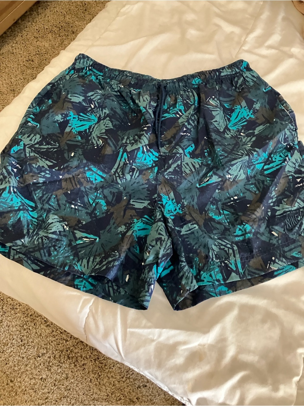 Nike Men's Navy and Teal Athletic Shorts